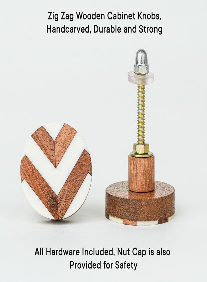 Indian-Shelf 2 Pieces Wood Brown Zig Zag Drawer Dresser Knobs Decorative Wooden Cabinet Boho Kids Pulls Unique Wood Kitchen Handles Modern Door Hardware - Image 3